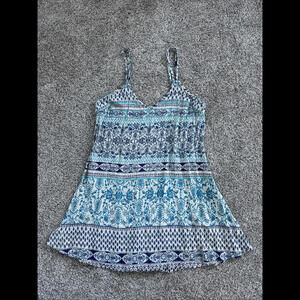 Women's LORIMER NYC Adjustable Strap Dress, size S Blue Print